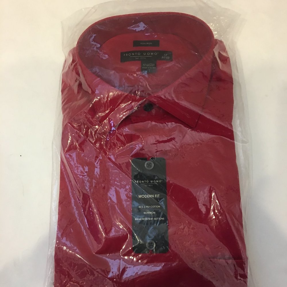 Pronto Uomo Modern Fit Non-Iron Dress Shirt, Red